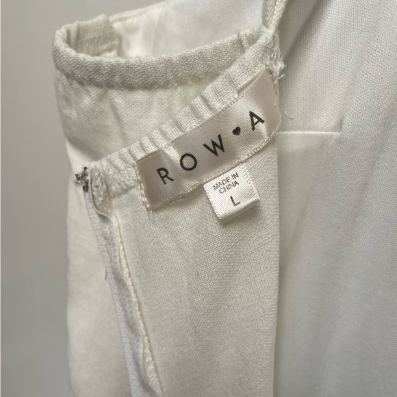 Row A dress white/cream large Linen and Cotten blend embroidered hem - Picture 5 of 11